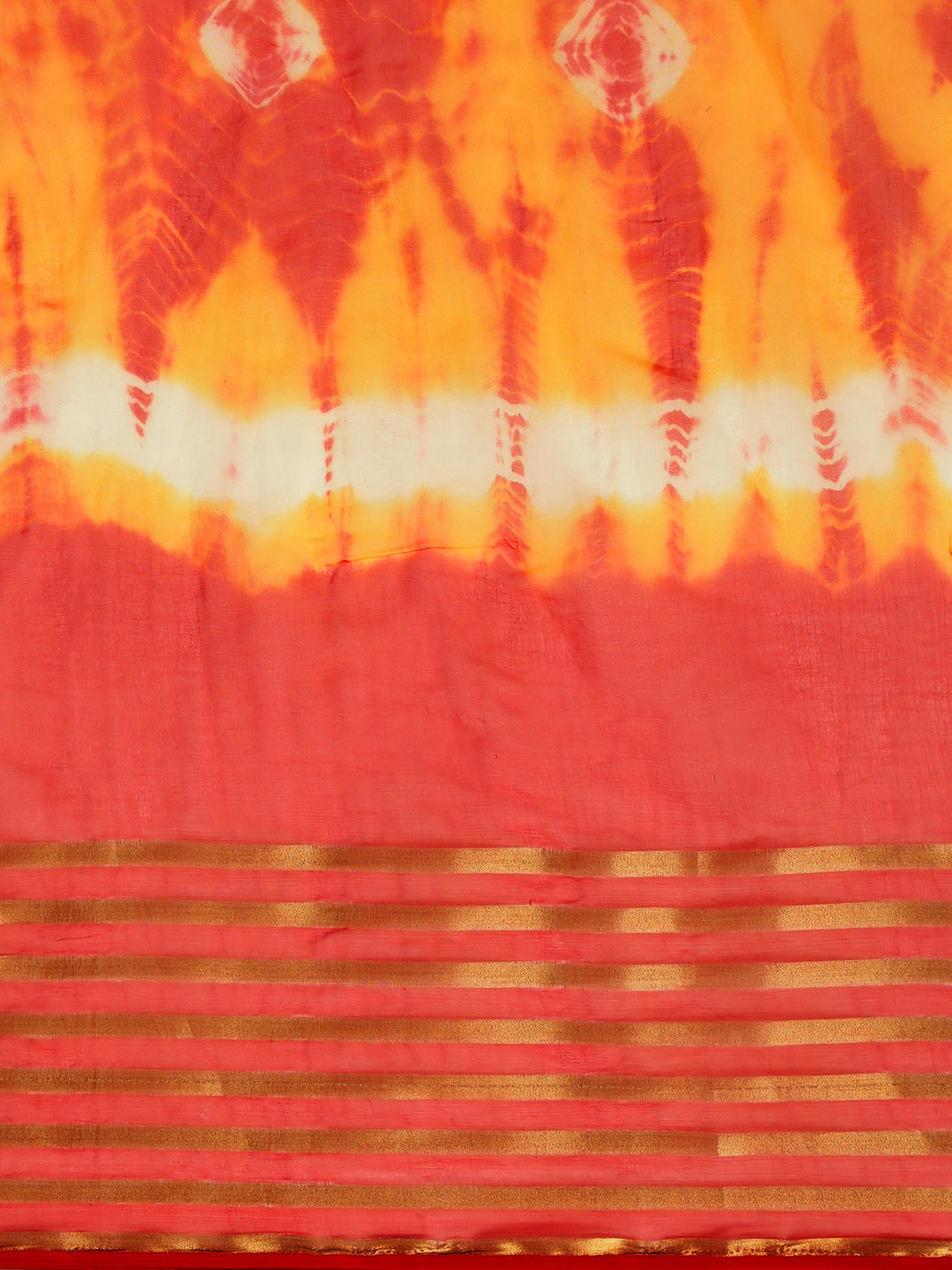 Red-Yellow Bandhani Art Silk With Zari Border Saree