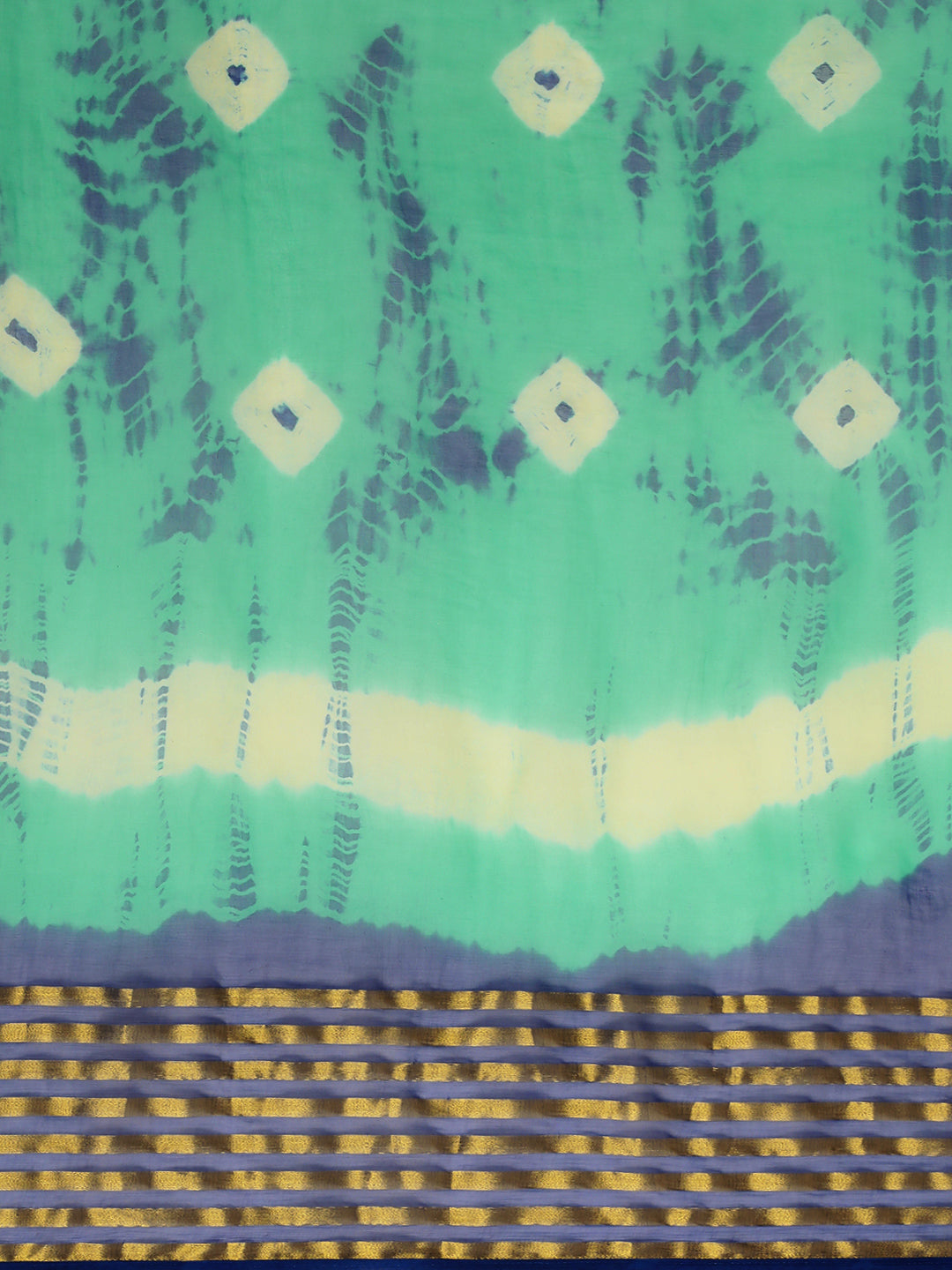 Green Hand Dyed Shibori Zari Work Chiffon Saree