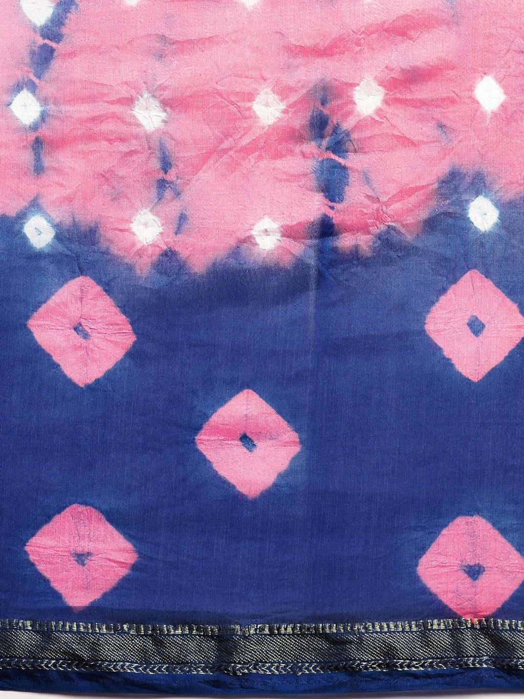 Pink & Blue Bandhani Art Silk Saree