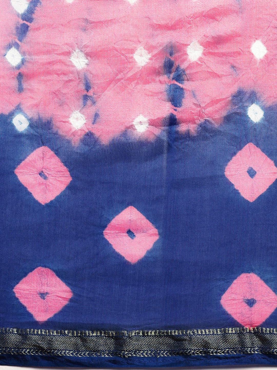 Pink & Blue Bandhani Art Silk Saree