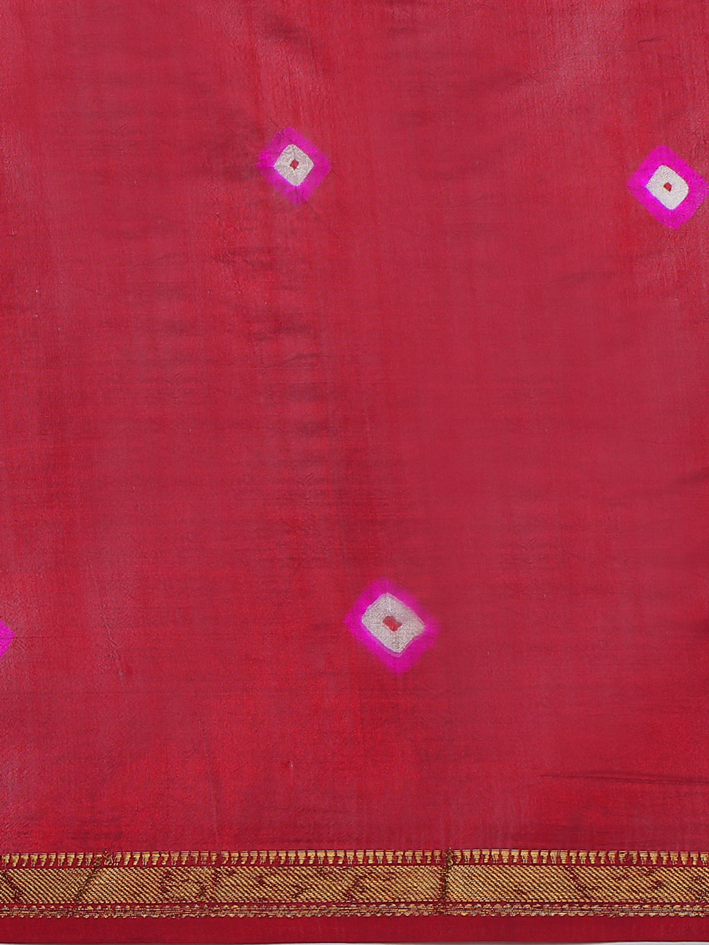 Maroon Bandhani Zari Work Art Silk Saree