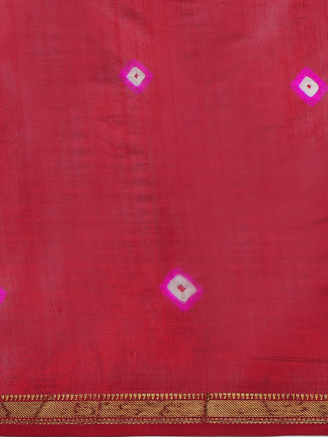 Maroon Bandhani Zari Work Art Silk Saree