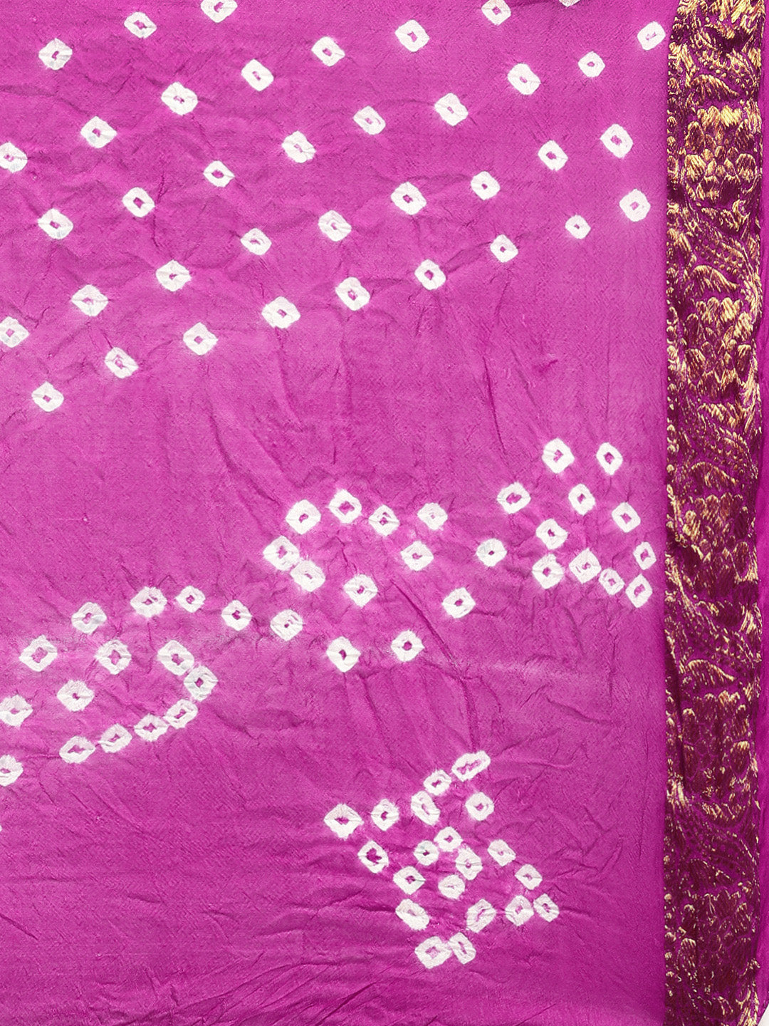 Pink Hand Dyed Bandhani Zari Work Art Silk Saree