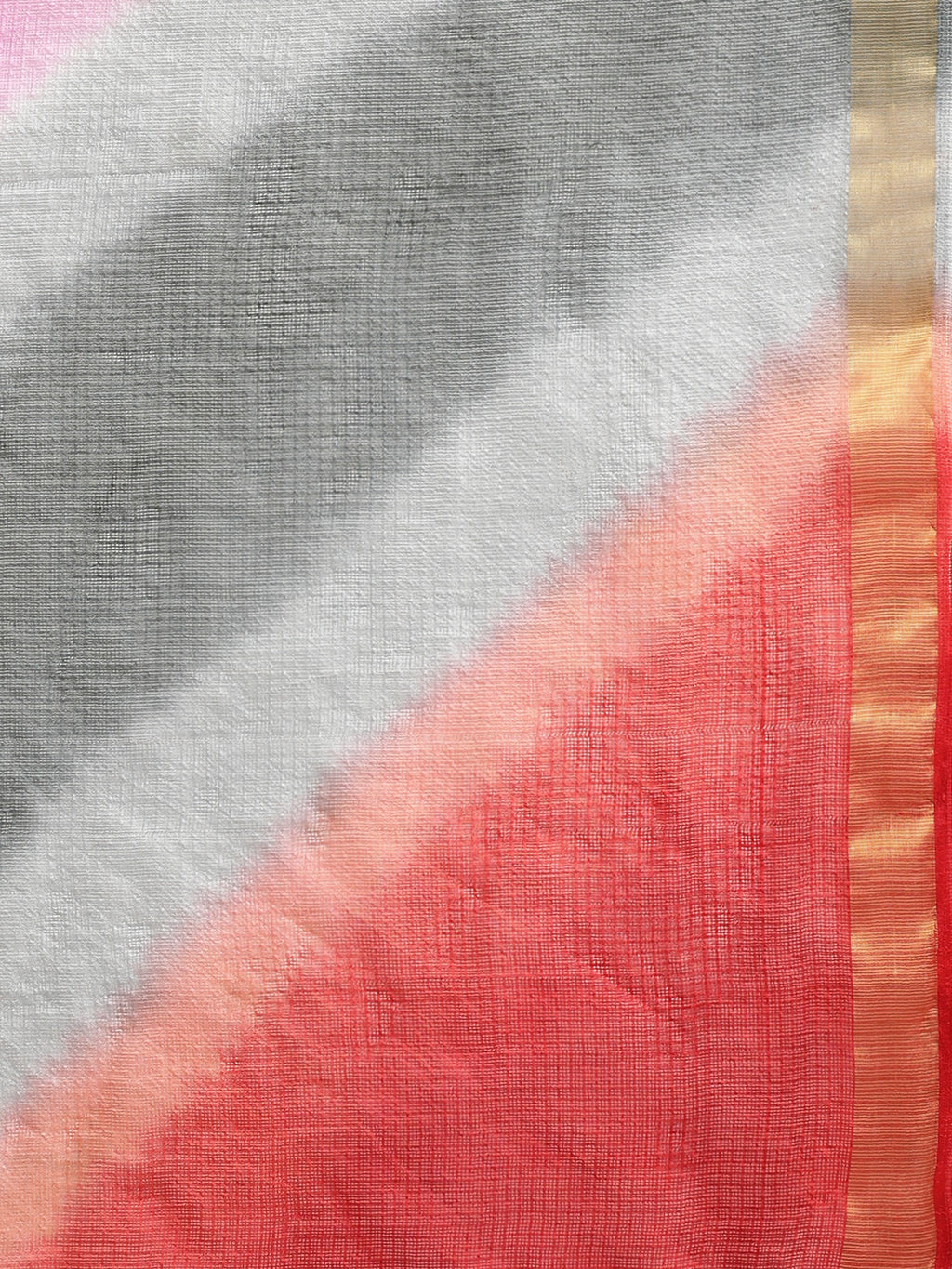 Multi Color Tie & Dye Zari Border Kota Doria Silk Saree