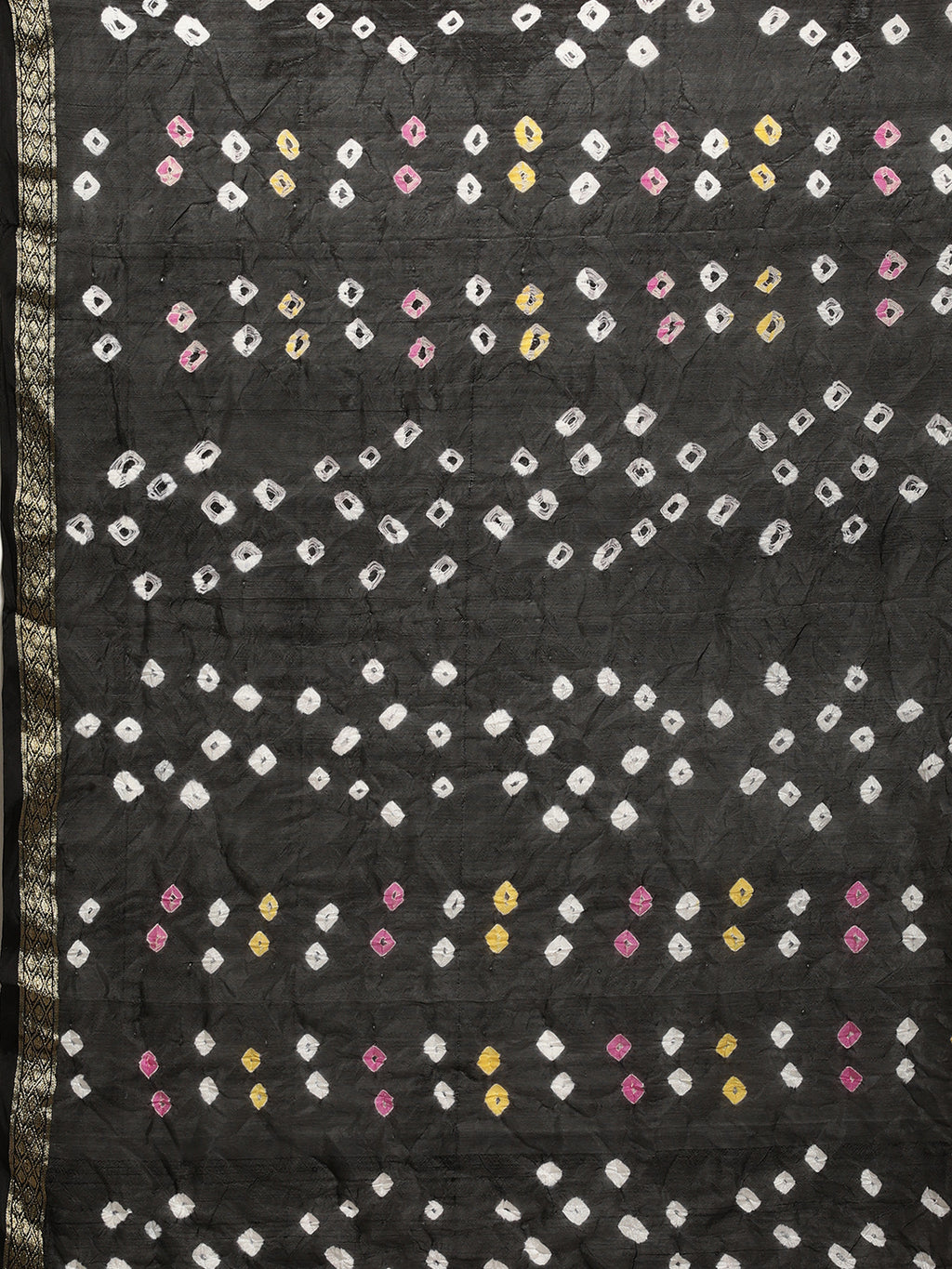Black Shaded Bandhani Art Silk Saree With Zari Border