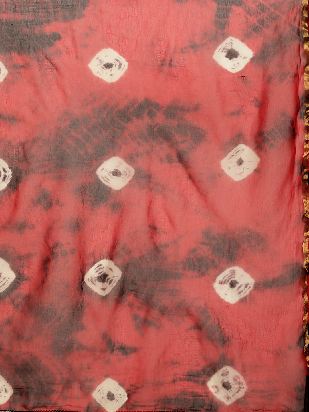 Red Hand Dyed Shibori Zari Work Art Silk Saree