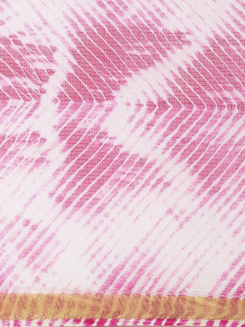 Pink Hand Dyed Leheriya Printed Kota Doria Saree