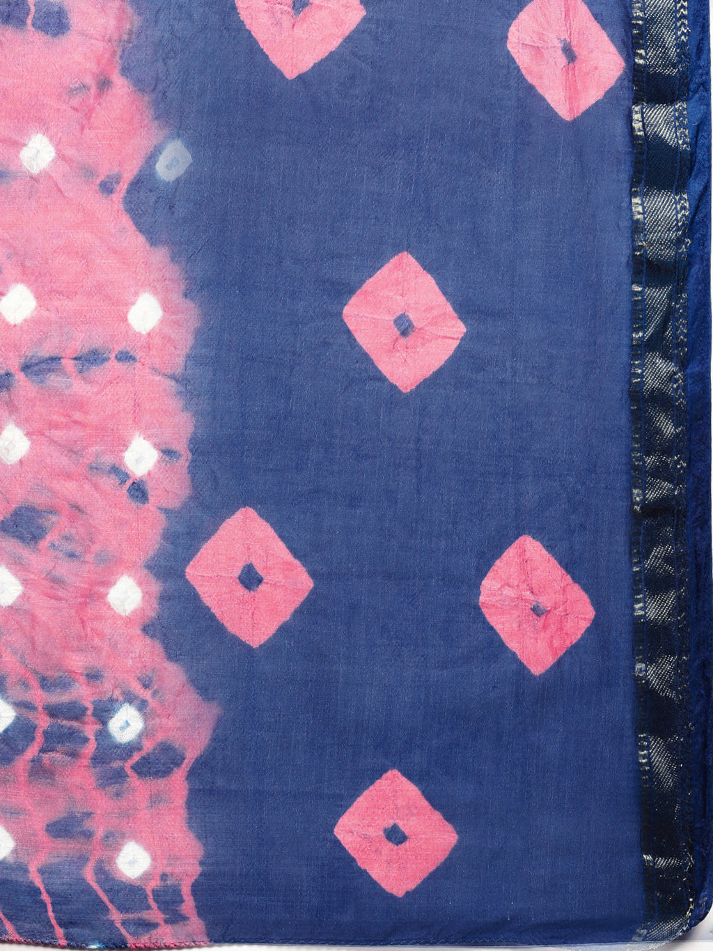 Pink & Blue Bandhani Art Silk Saree