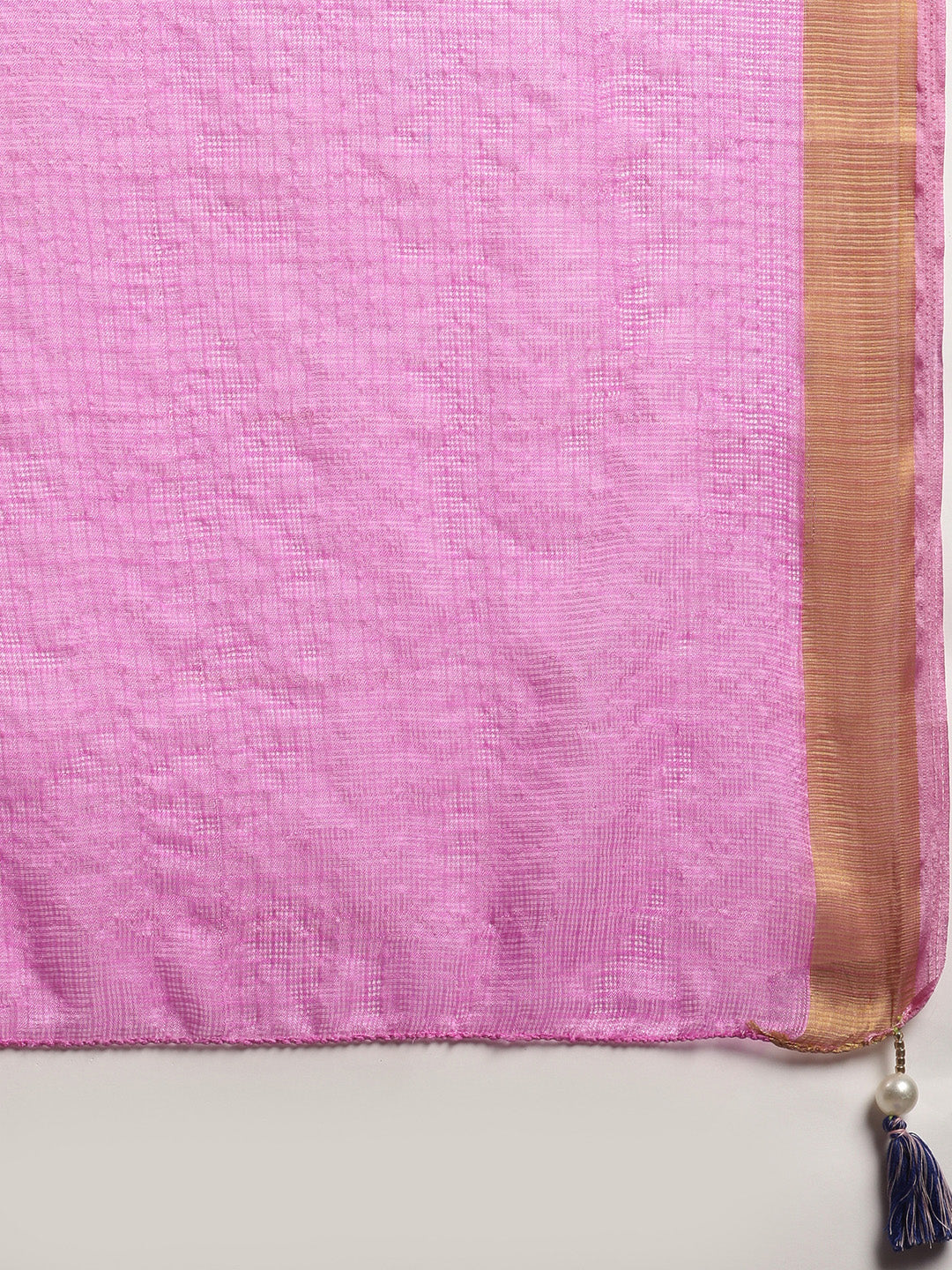 Pink & Blue Shaded Hand Dyed Shibori Art Kota Silk Saree