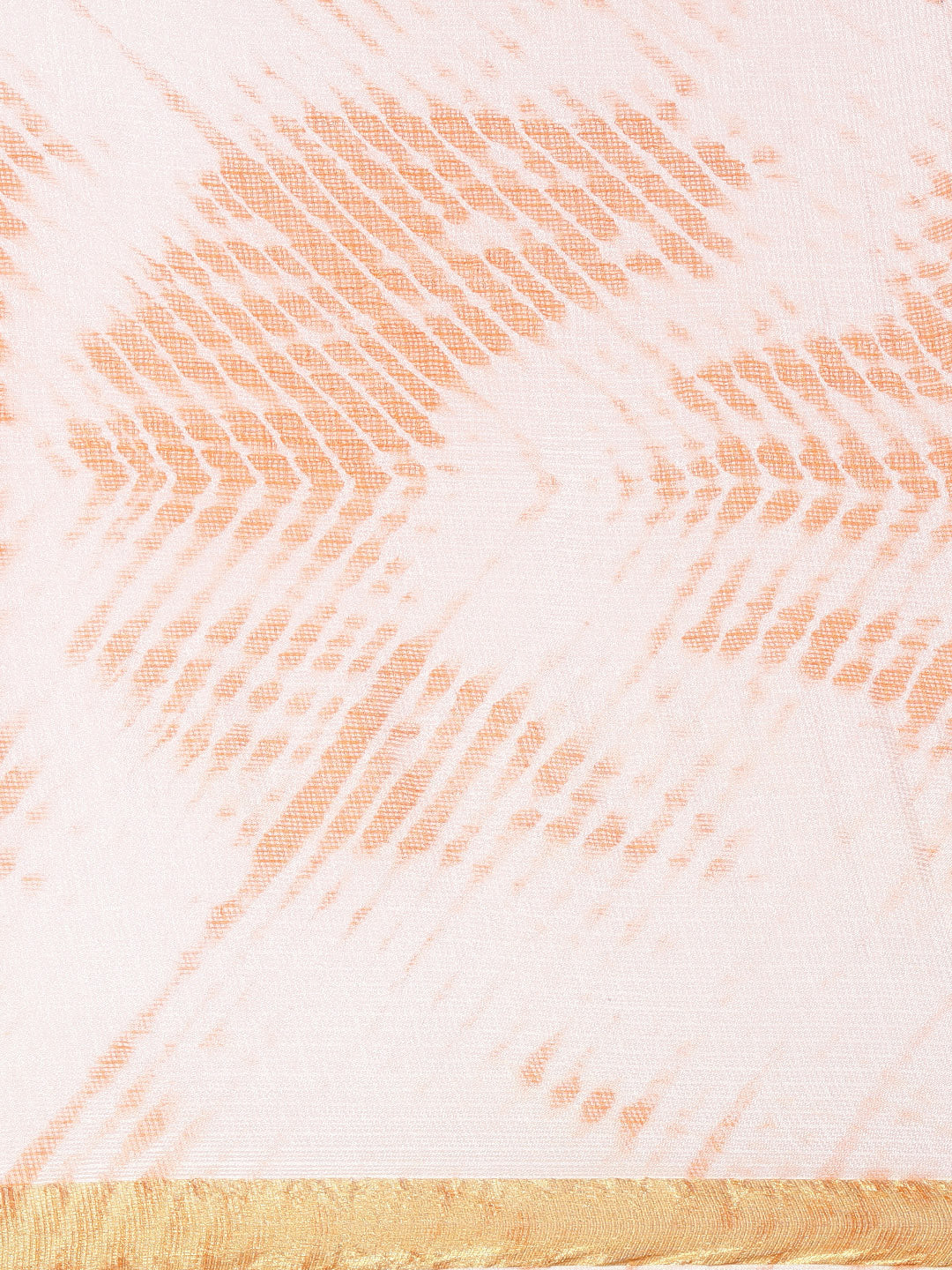 Orange Hand Dyed Leheriya Zari Border Kota Doria Silk Saree