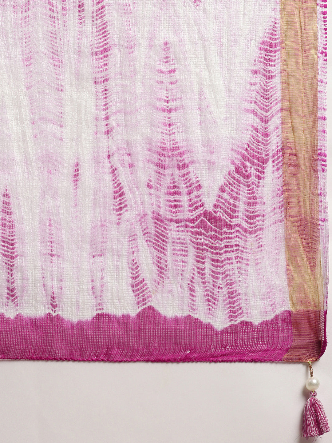 Pink Hand Dyed Shibori Art Kota Silk Saree