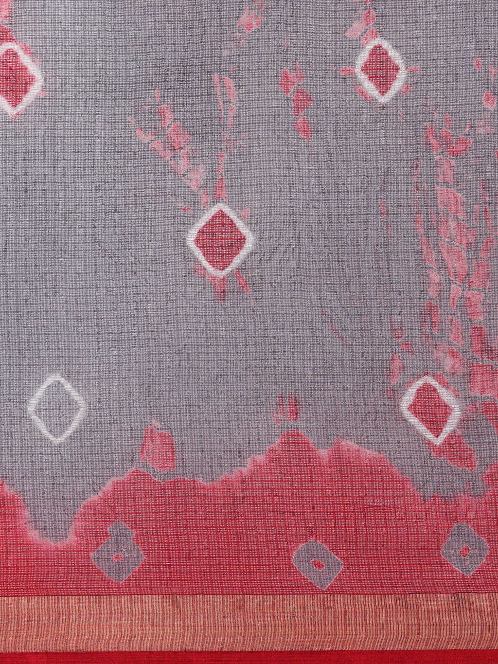 Grey Bandhani Zari Border Kota Doria Silk Saree