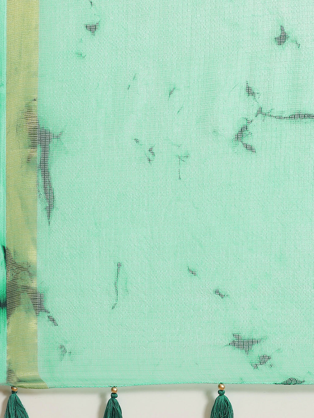 Green Hand-Dyed Zari Border Kota Doria Silk Saree