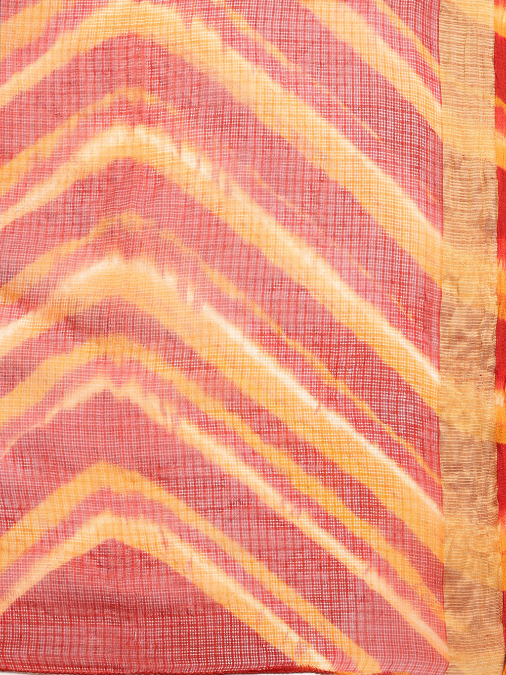 Multi Color Hand Dyed Leheriya Zari Border Kota Doria Silk Saree