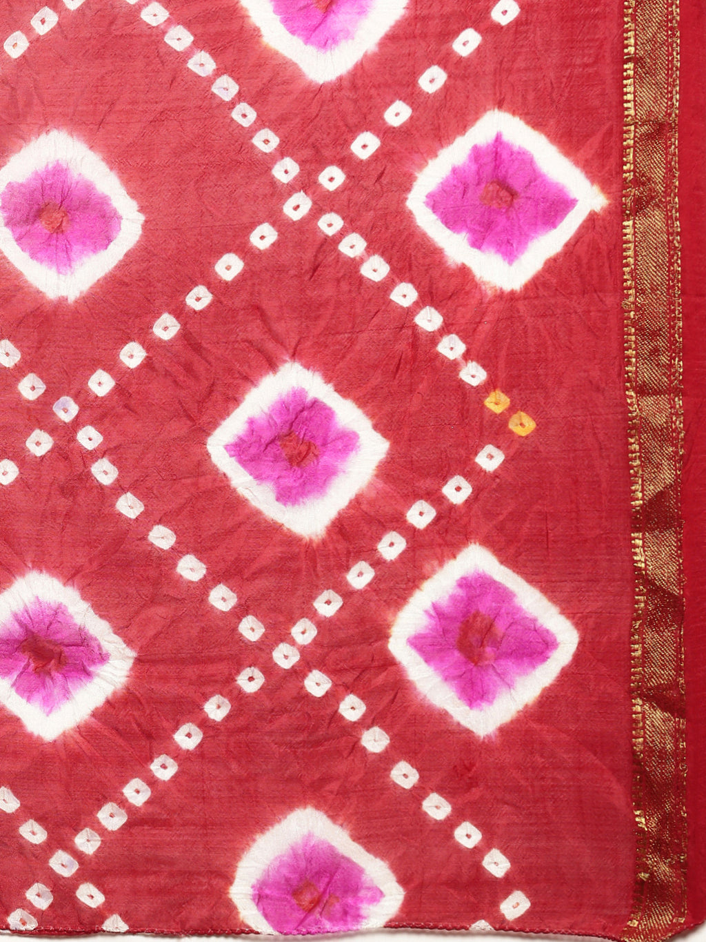 Maroon Bandhani Zari Work Art Silk Saree