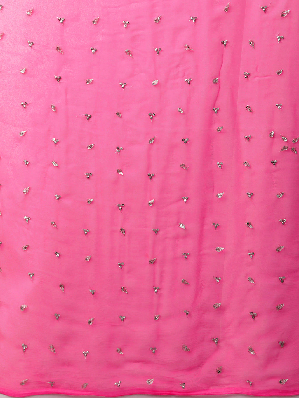 Pink Hand Embroidered Chiffon Saree