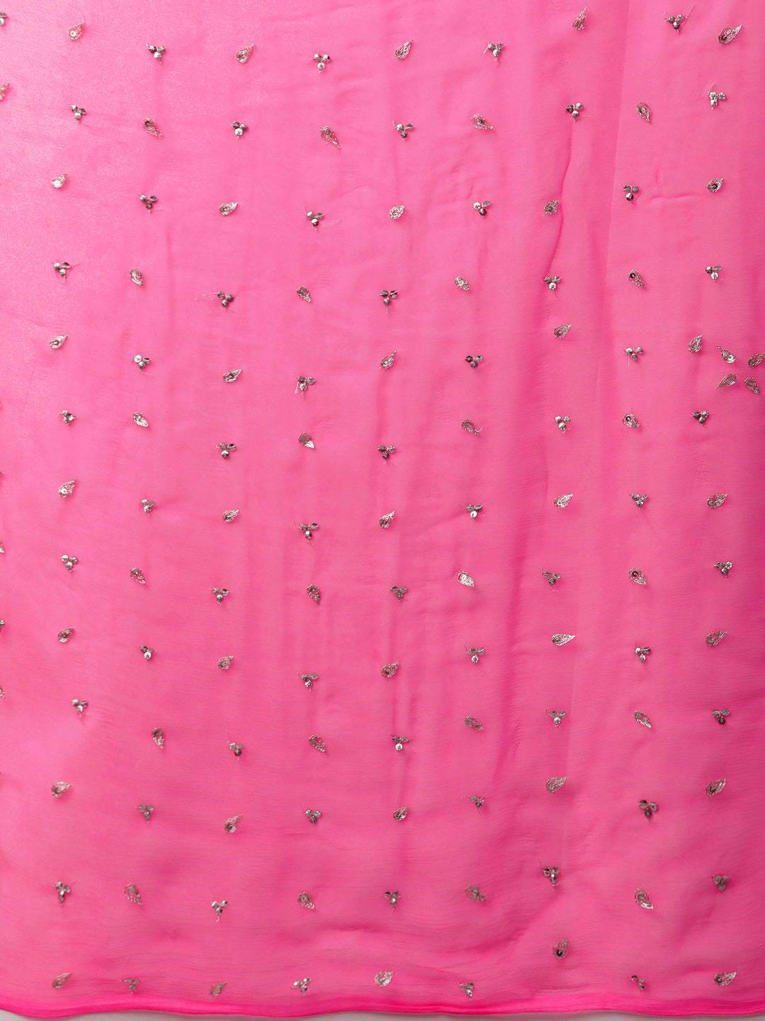 Pink Hand Embroidered Chiffon Saree