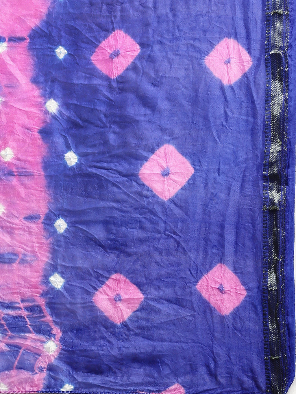 Blue & Pink Bandhani Art Silk Saree