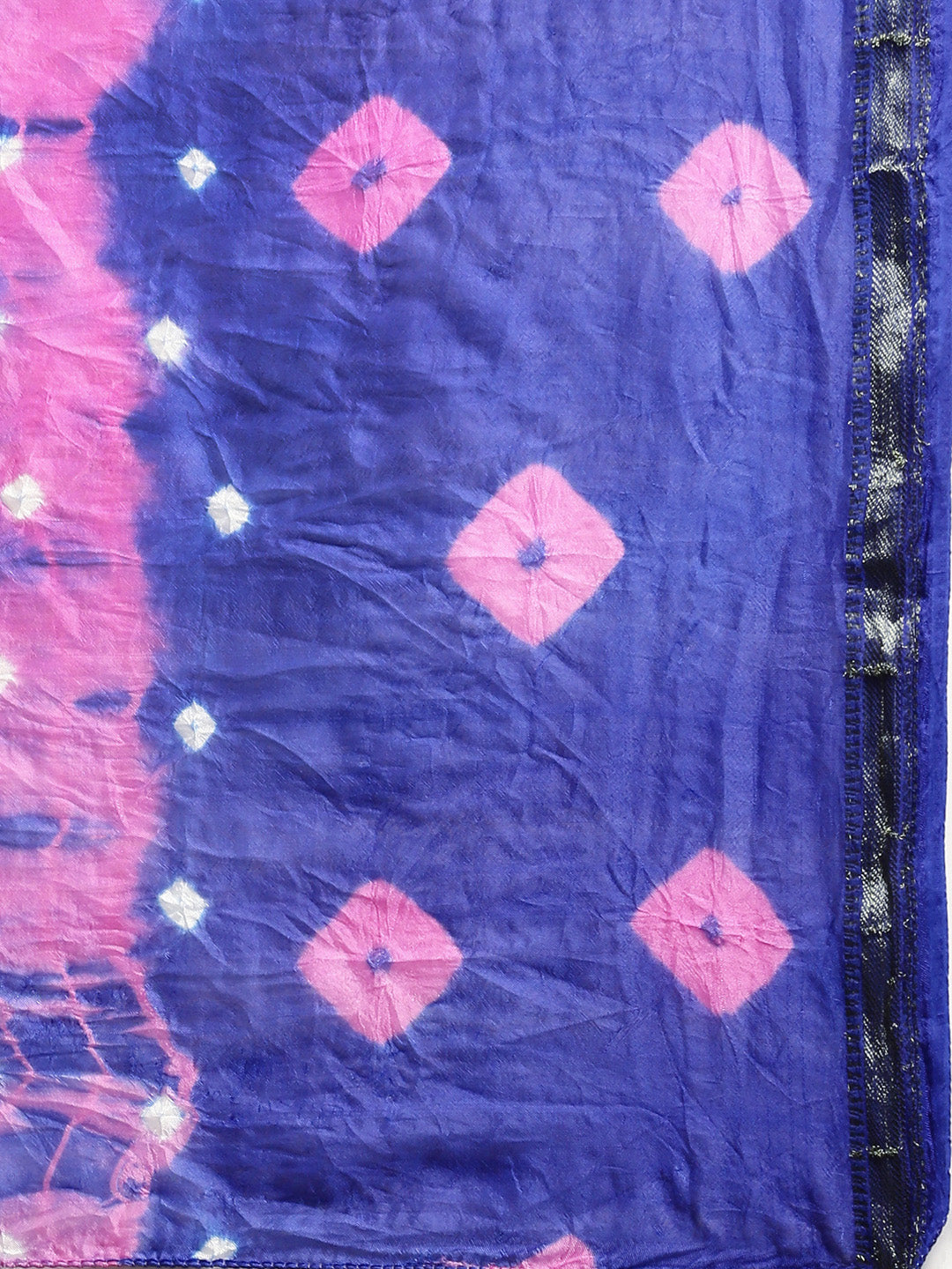 Blue & Pink Bandhani Art Silk Saree