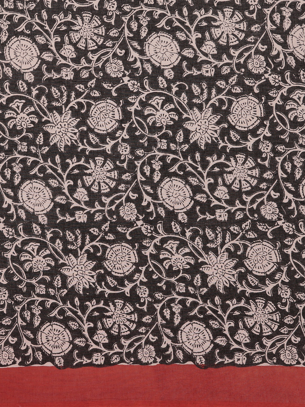 Black & Red Hand Block Printed Bagru Cotton Sustainable Saree
