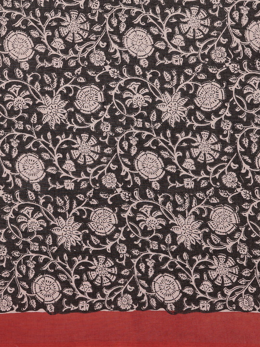 Black & Red Hand Block Printed Bagru Cotton Sustainable Saree