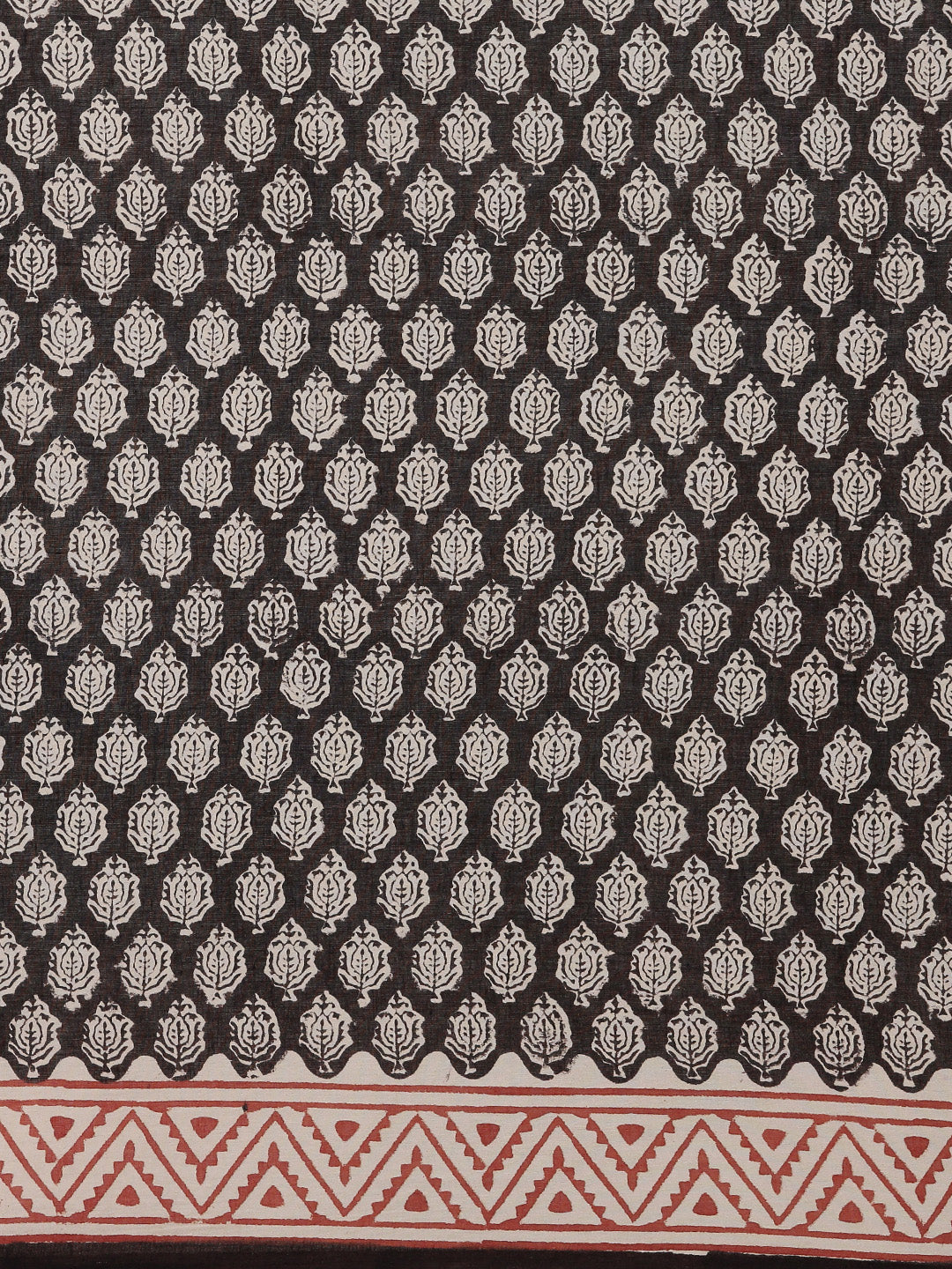 Black & Maroon Hand Block Printed Bagru Cotton Sustainable Saree