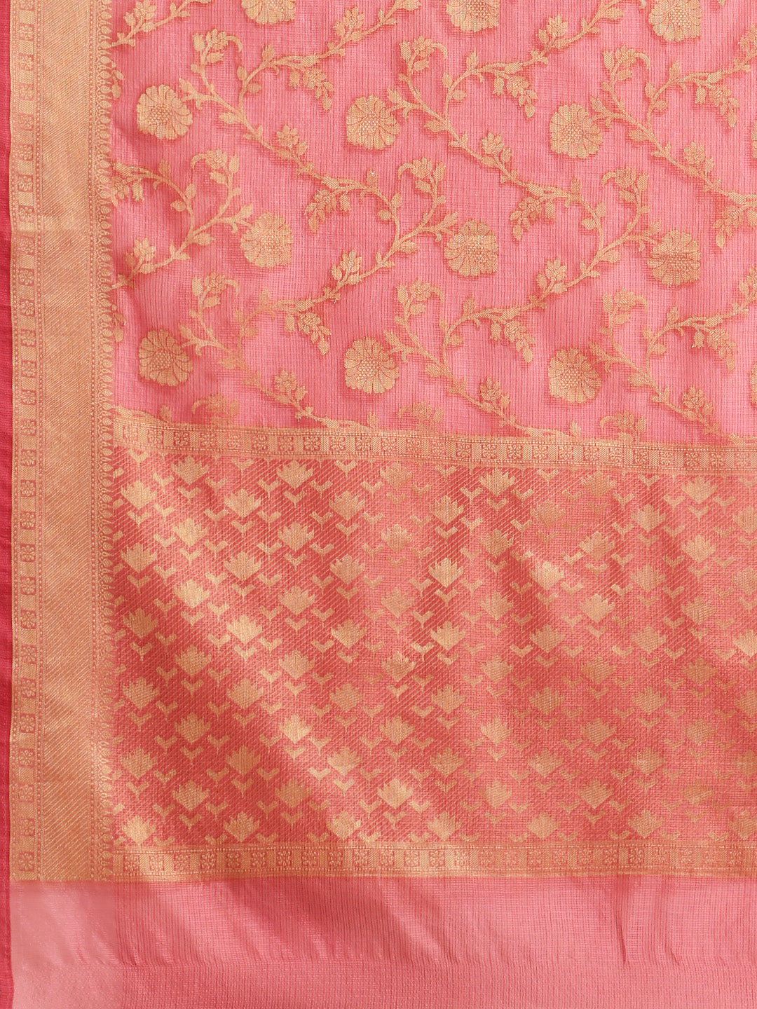 Pink Kota Doria Silk Saree