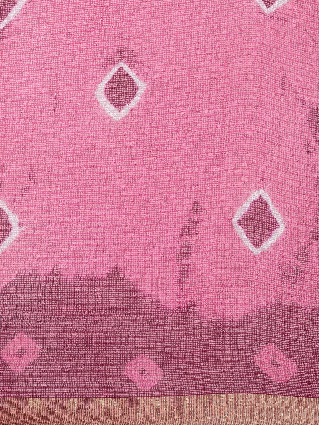 Hand Dyed Pink & Wine  Bandhani Kota Silk Saree