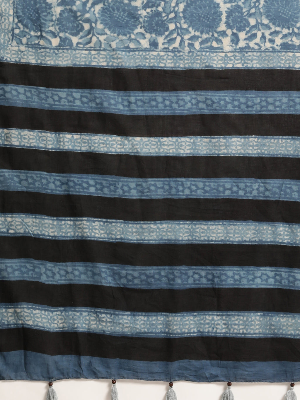 Indigo Hand Block Printed Bagru Cotton Sustainable Saree