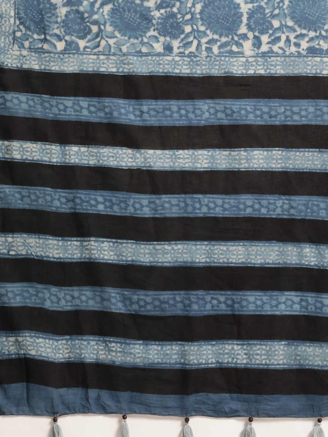 Indigo Hand Block Printed Bagru Cotton Sustainable Saree