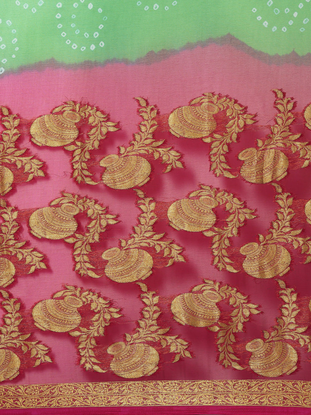 Green Bandhani Chiffon Saree