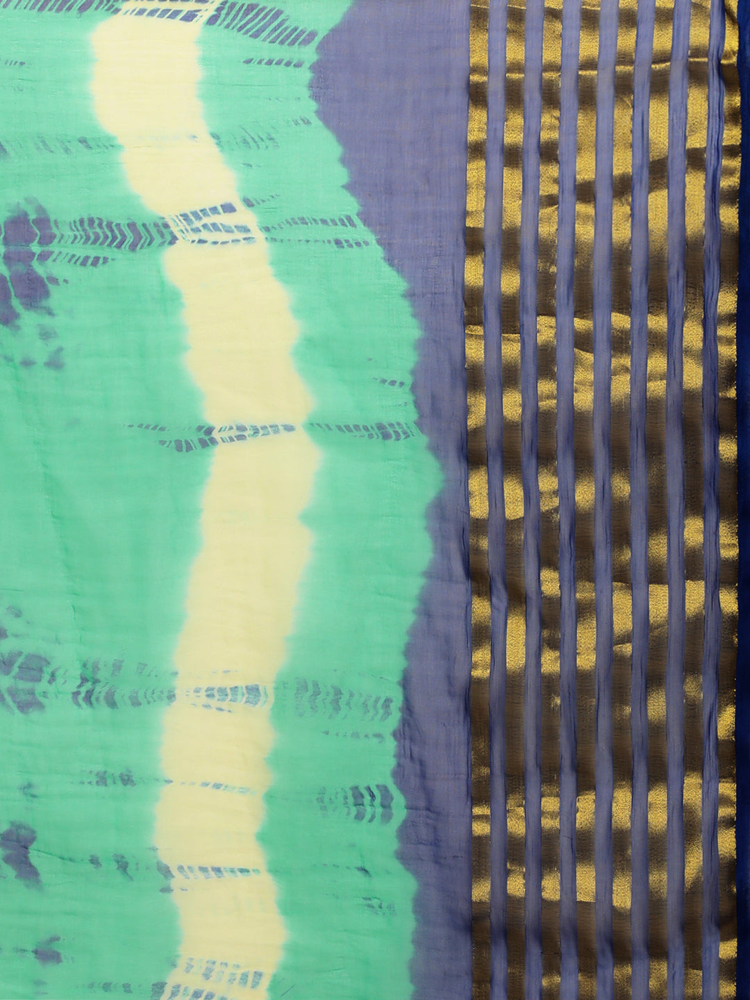 Green Hand Dyed Shibori Zari Work Chiffon Saree