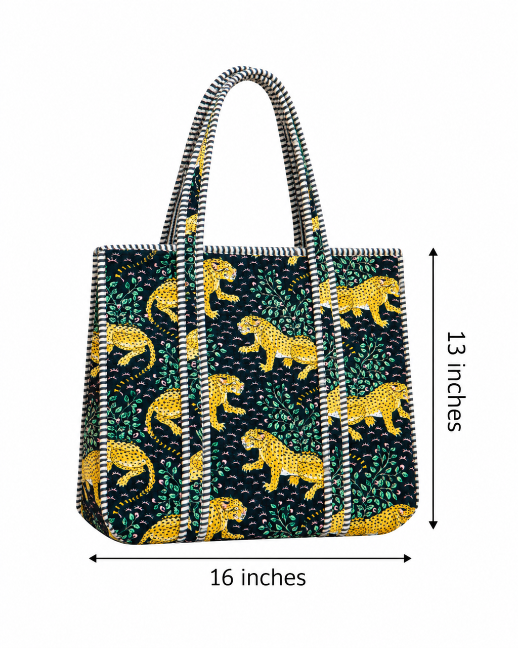 Black Animal Handblock Print tote bag