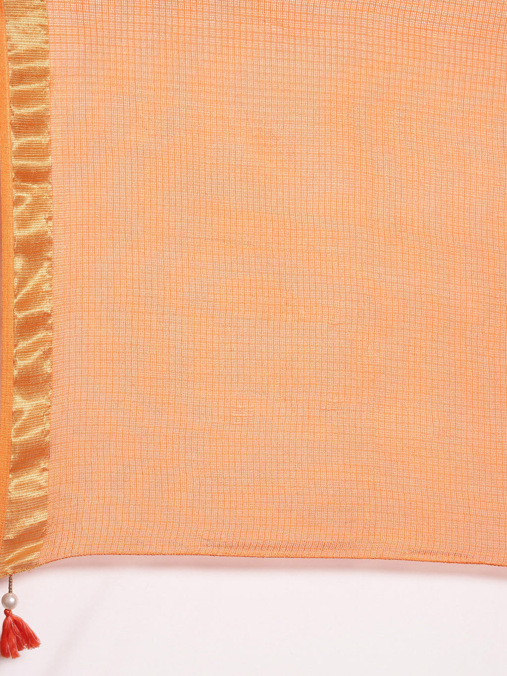 Orange Hand Dyed Leheriya Zari Border Kota Doria Silk Saree
