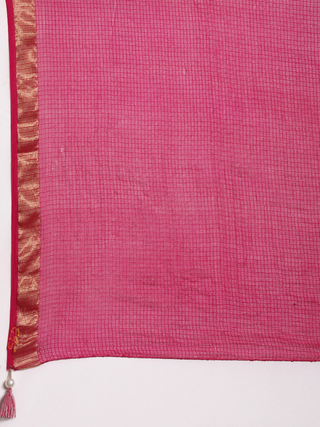 Pink Hand Dyed Leheriya Printed Kota Doria Saree