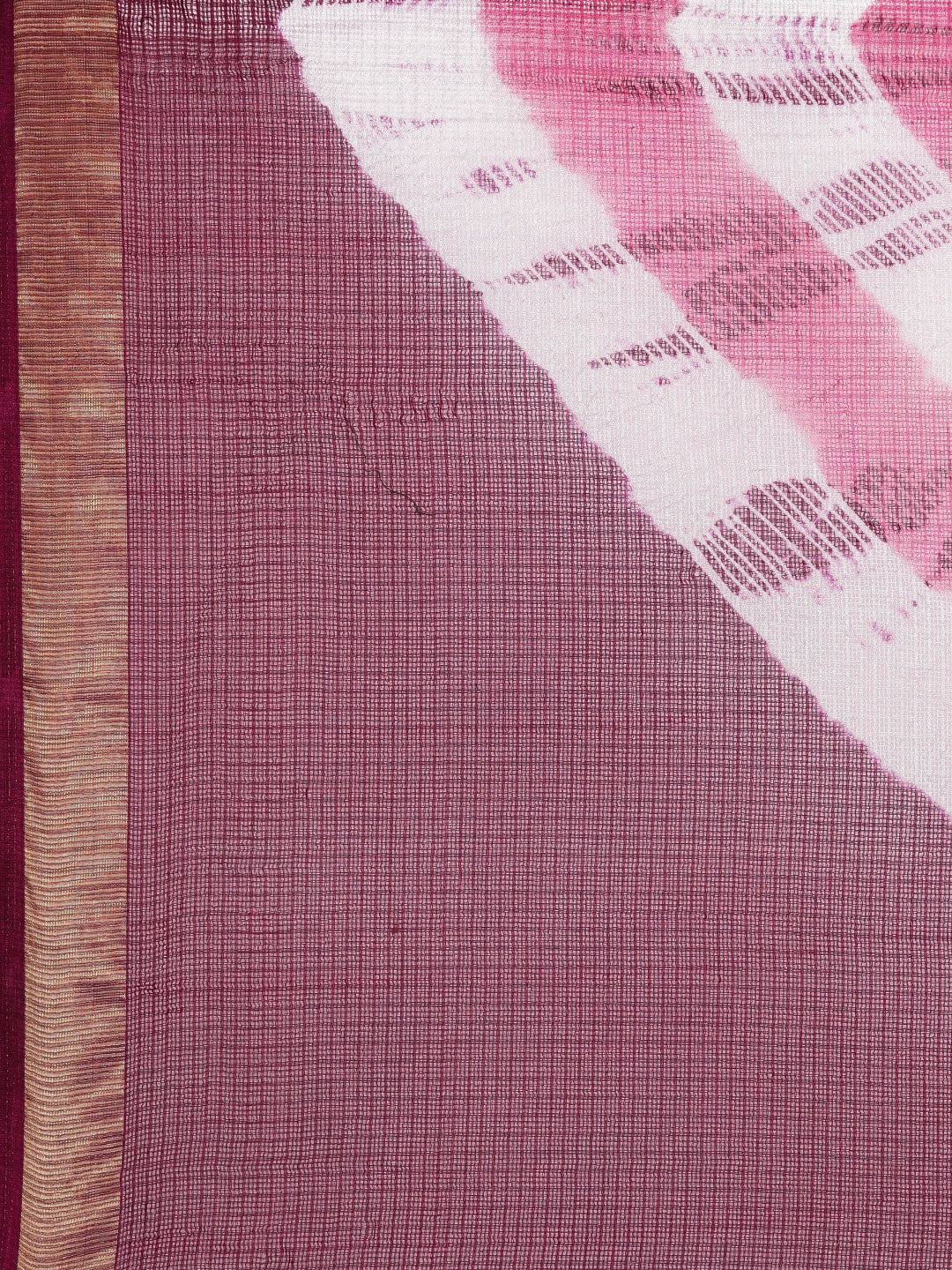 Hand Dyed Pink & Wine  Bandhani Kota Silk Saree