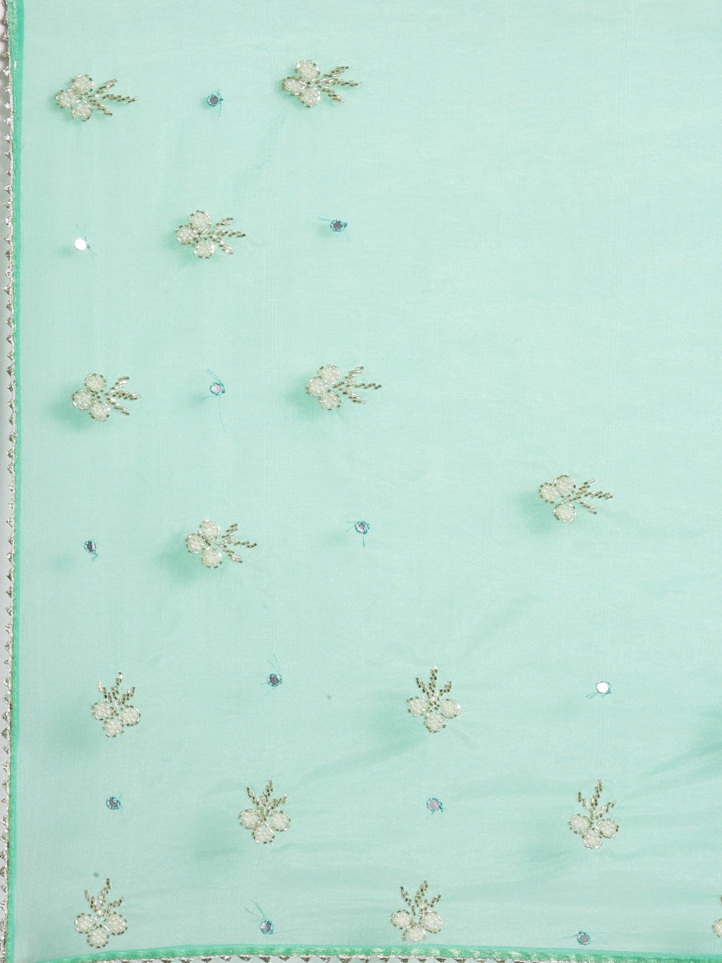 Green Shaded Gota Patti Work Lace Border Organza Saree