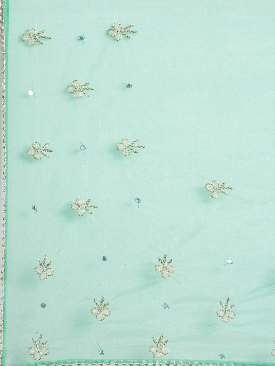 Green Shaded Gota Patti Work Lace Border Organza Saree