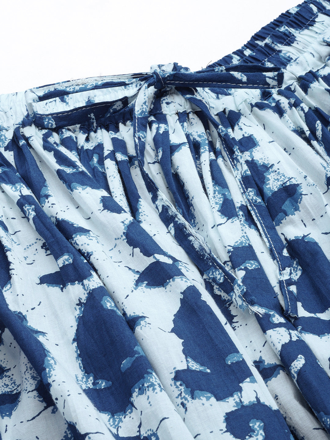 Women Blue Tie & Dye Flared Maxi Skirt
