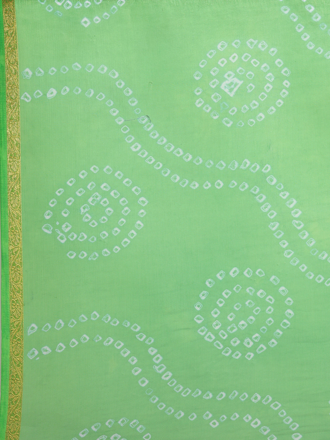 Blue & Green Bandhani Zari Work Chiffon Saree