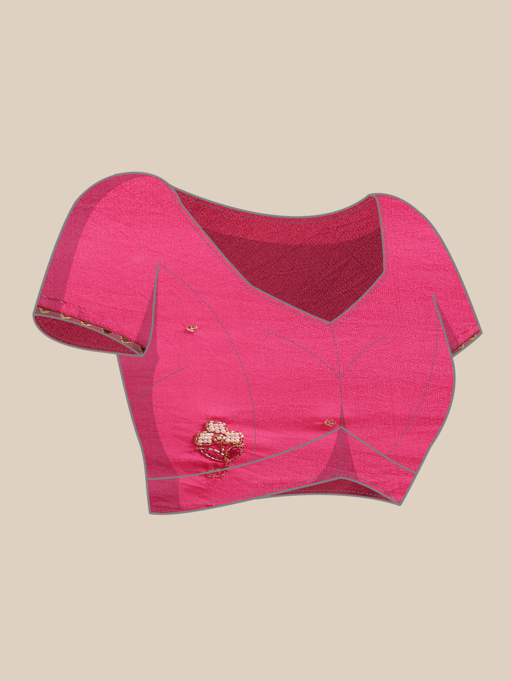 Peach Hand Embroidered Organza Saree