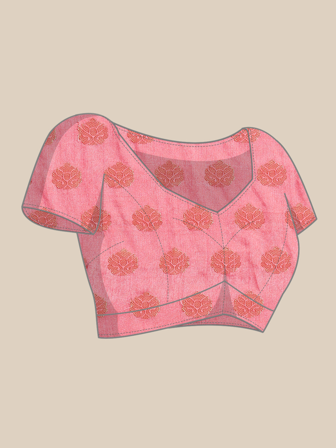 Peach Shibori Print Kota Doria Silk Saree With Zari Border