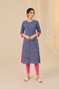 Indigo Hand Block Printed Straight Pure Cotton Sustainable Kurta