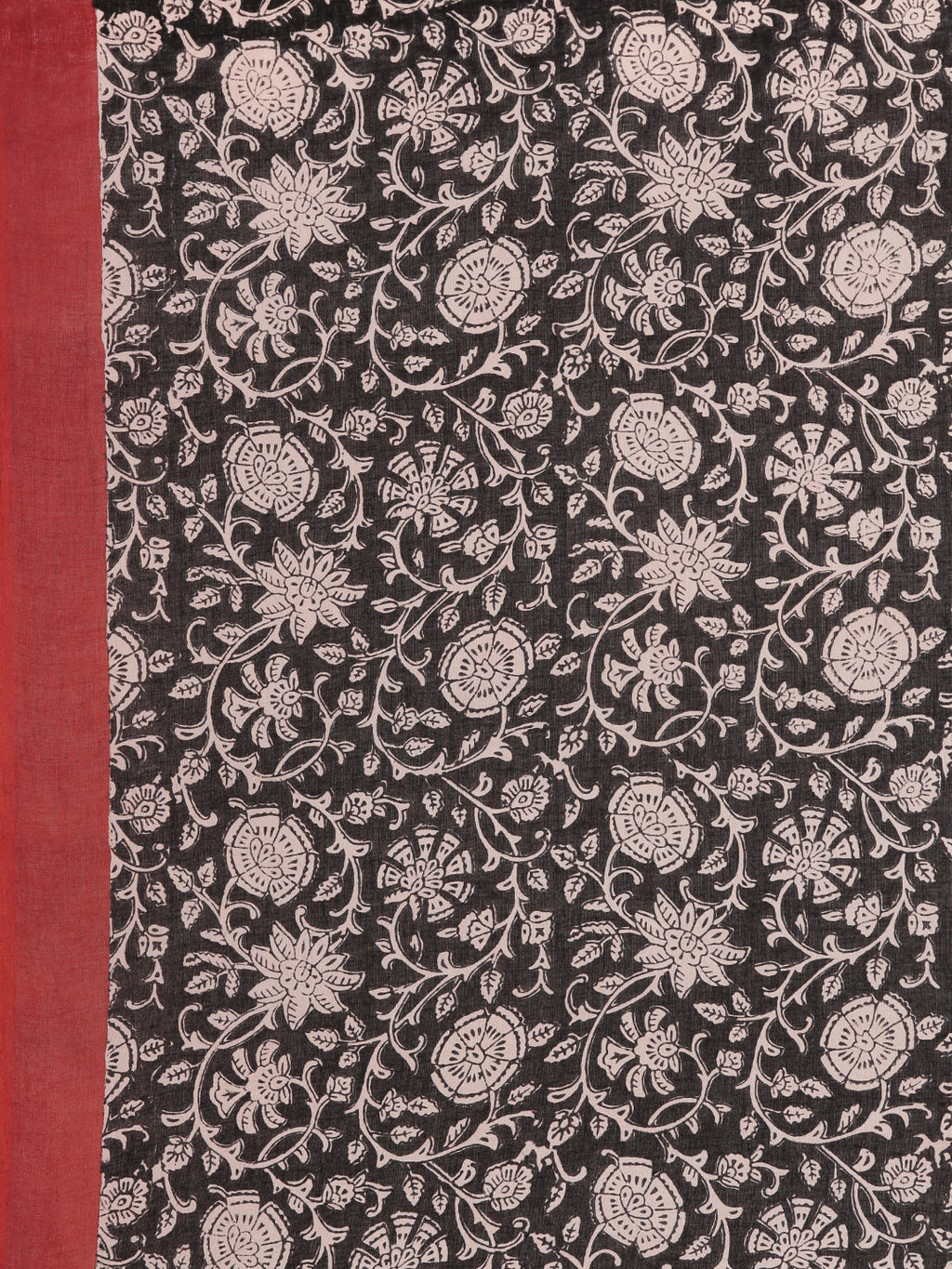 Black & Red Hand Block Printed Bagru Cotton Sustainable Saree