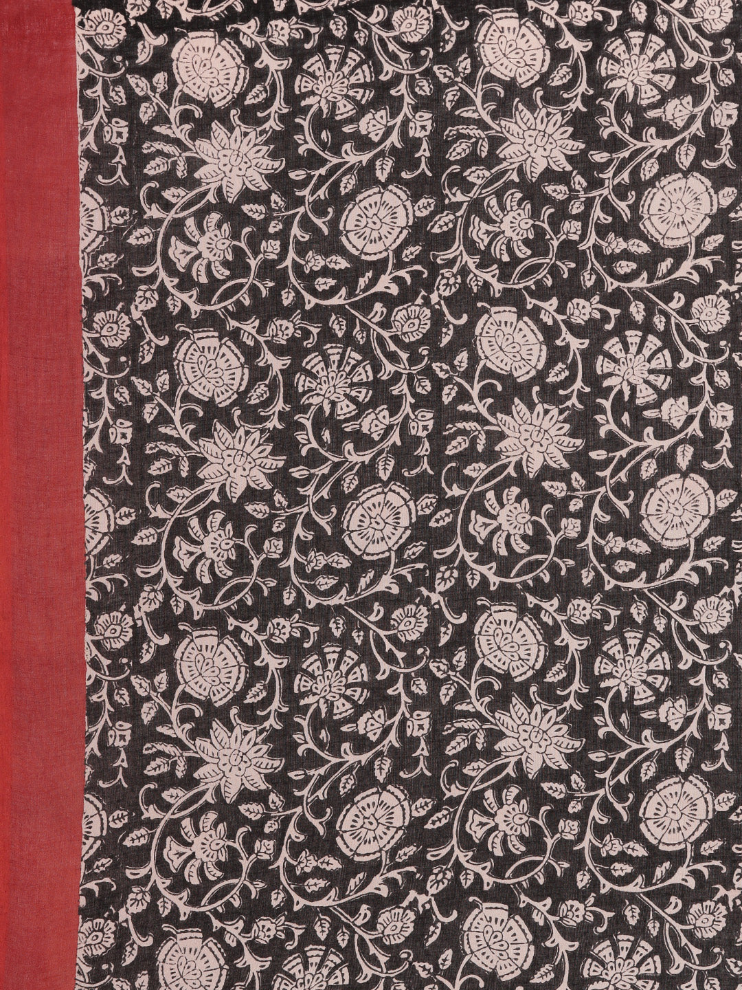 Black & Red Hand Block Printed Bagru Cotton Sustainable Saree