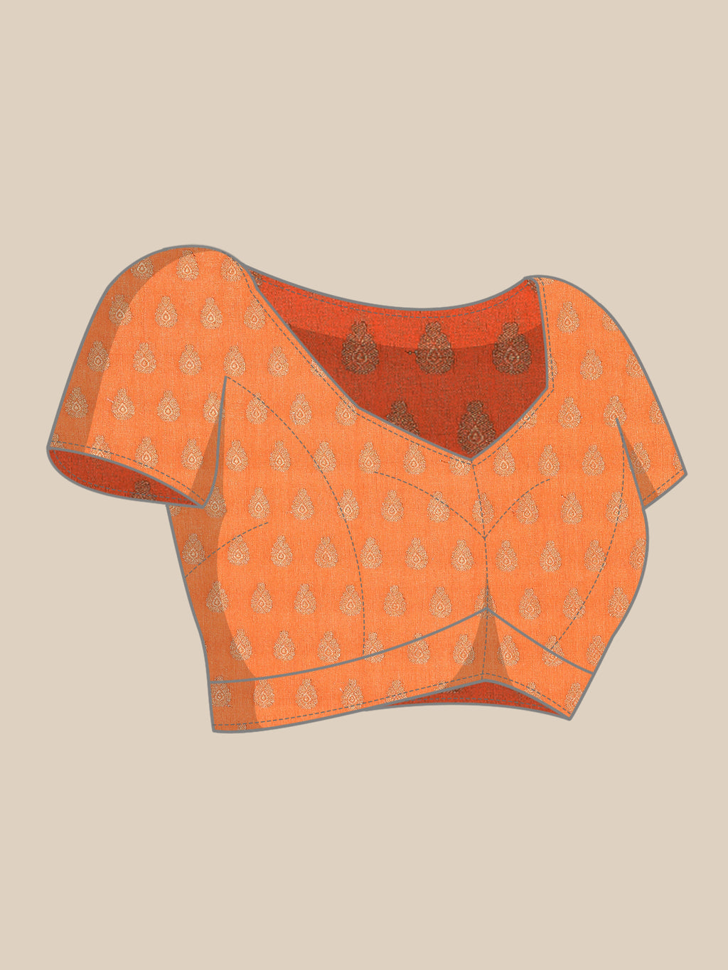Orange Hand Dyed Leheriya Zari Border Kota Doria Silk Saree