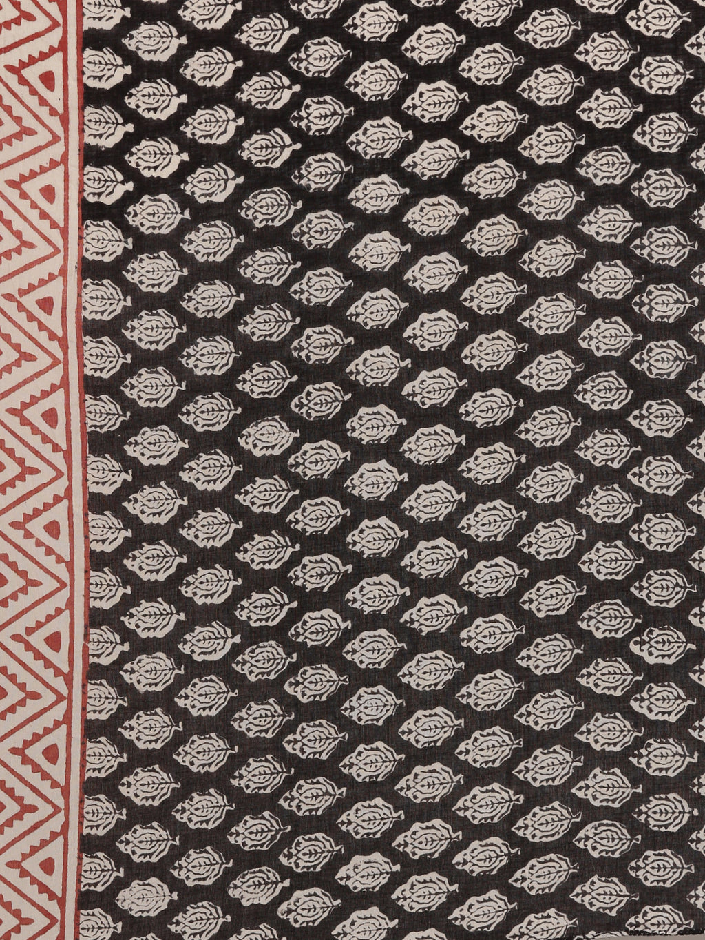 Black & Maroon Hand Block Printed Bagru Cotton Sustainable Saree