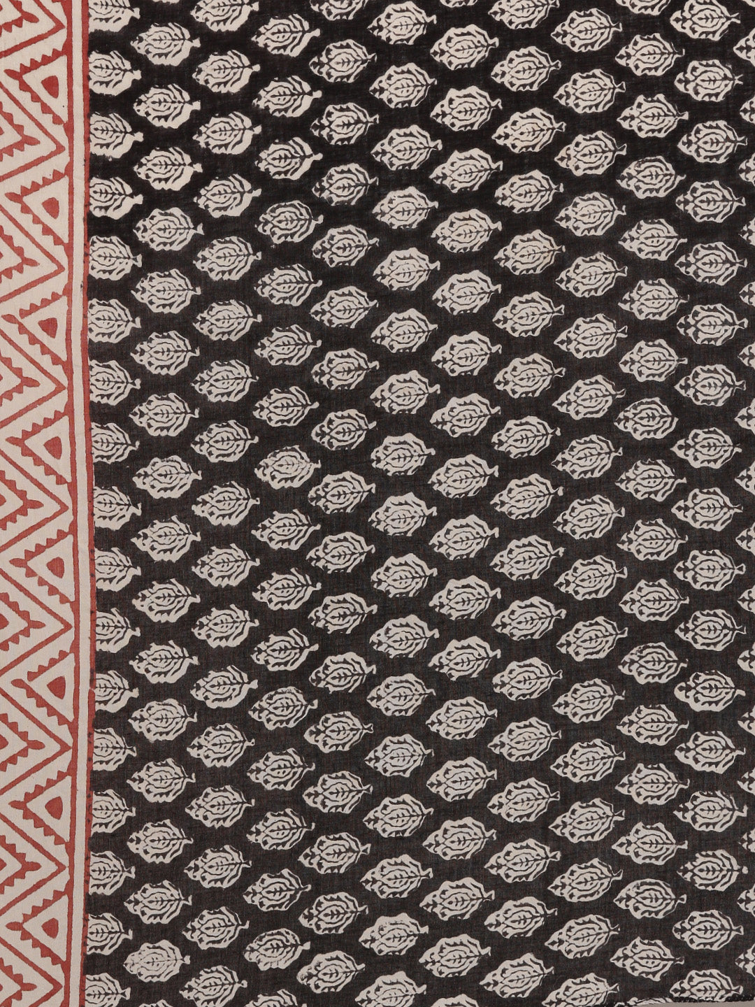 Black & Maroon Hand Block Printed Bagru Cotton Sustainable Saree