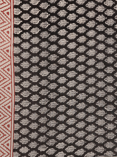 Black & Maroon Hand Block Printed Bagru Cotton Sustainable Saree