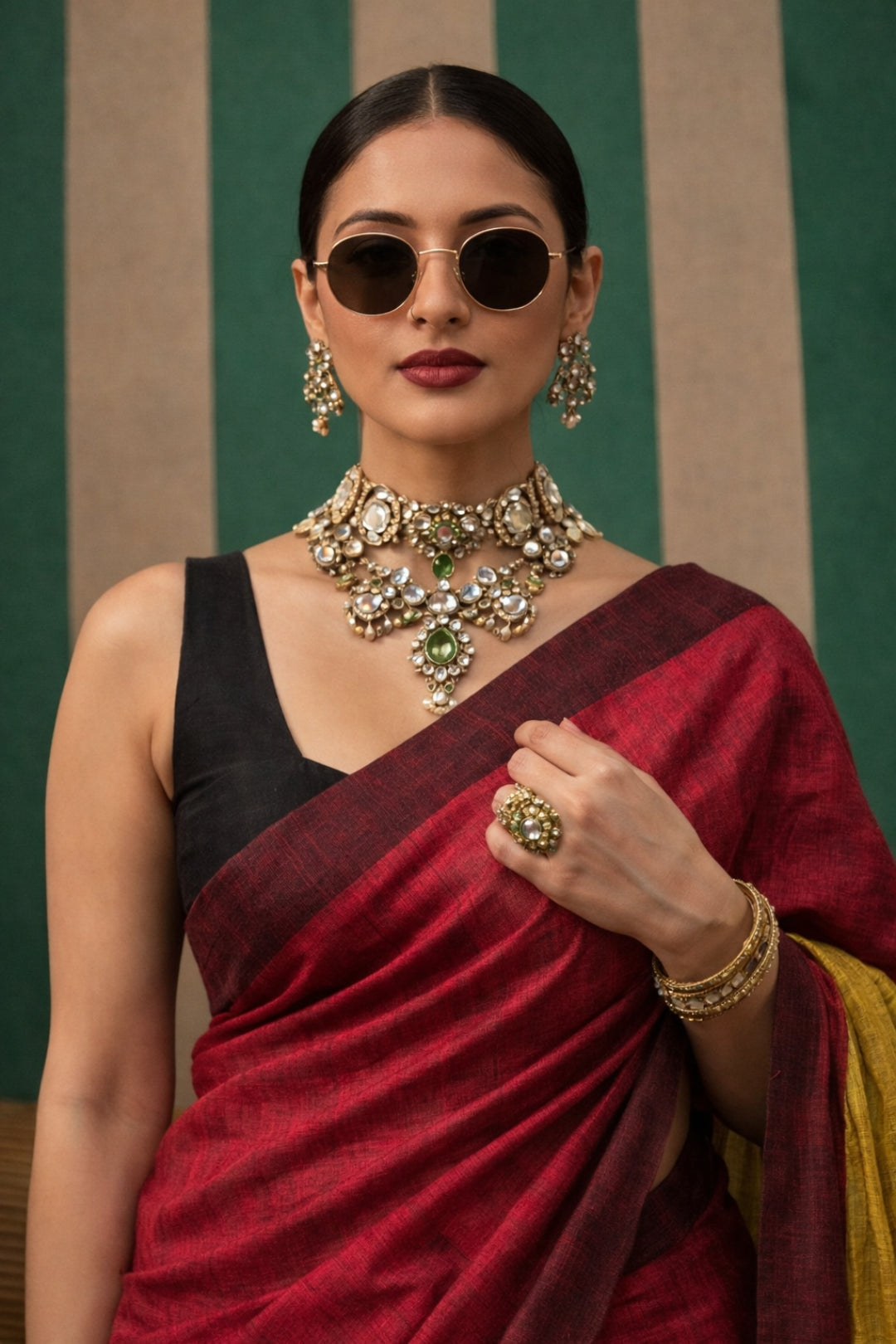 Maroon Handwoven Pure Linen Saree